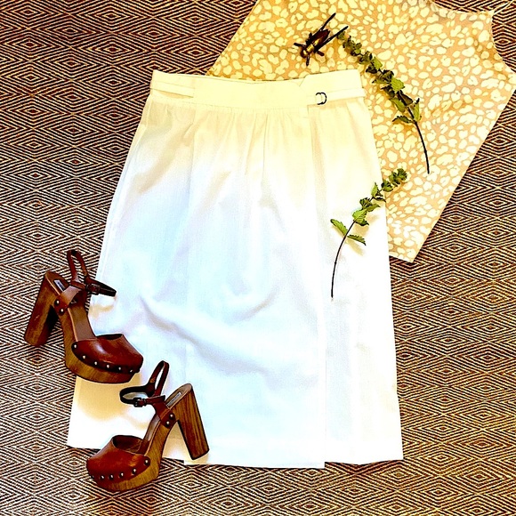 Vintage Dresses & Skirts - Vintage | White A-Line Wrap Skirt